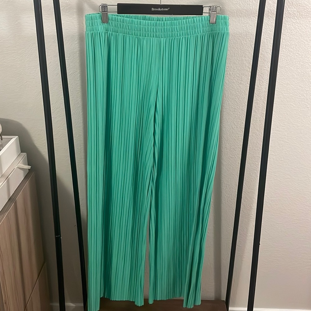 Green silk pants